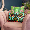 Kate Merritt Designs (Riva Home) Kate Merritt Cushion Kate Merritt Floral Folk Illustrated Cushion in Black/Coral