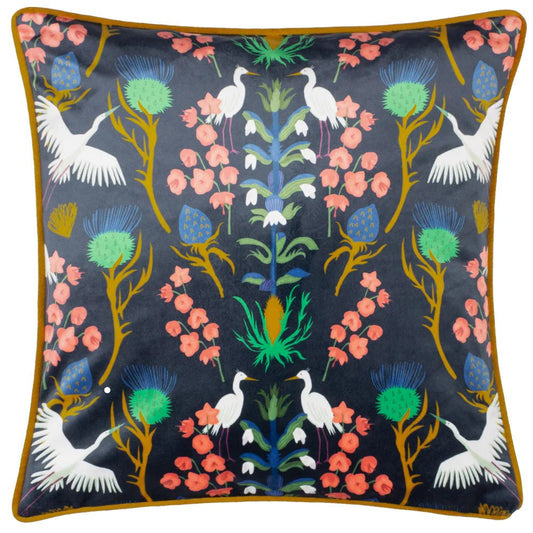 Kate Merritt Designs (Riva Home) Kate Merritt Cushion Kate Merritt Herons Illustrated Cushion in Navy