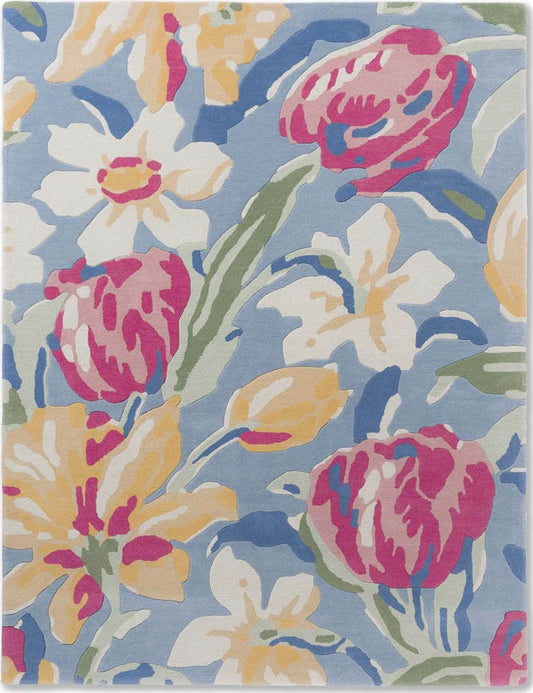 Laura Ashley (Brink & Campman) Designer Rugs Laura Ashley Tulips China Blue Pure New Wool Rug by Brink & Campman