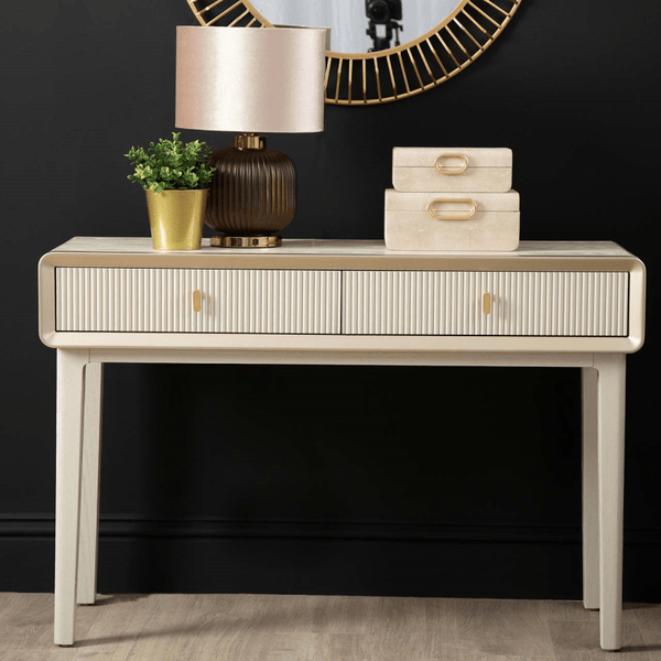 AMELIE CREAM ELM 2 DRAWER CONSOLE TABLE by Lina Home
