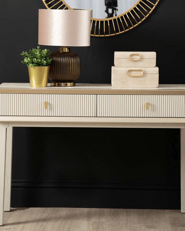 AMELIE CREAM ELM 2 DRAWER CONSOLE TABLE by Lina Home