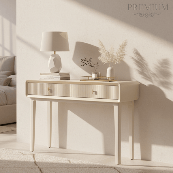 AMELIE CREAM ELM 2 DRAWER CONSOLE TABLE by Lina Home