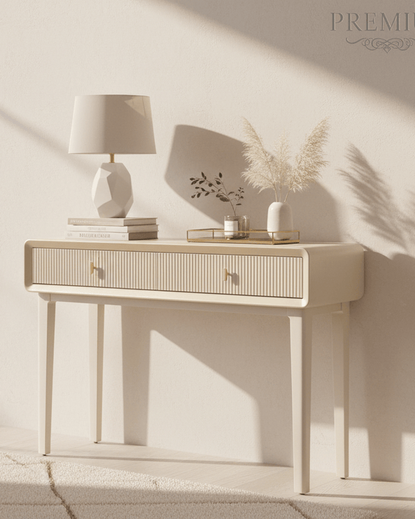 AMELIE CREAM ELM 2 DRAWER CONSOLE TABLE by Lina Home