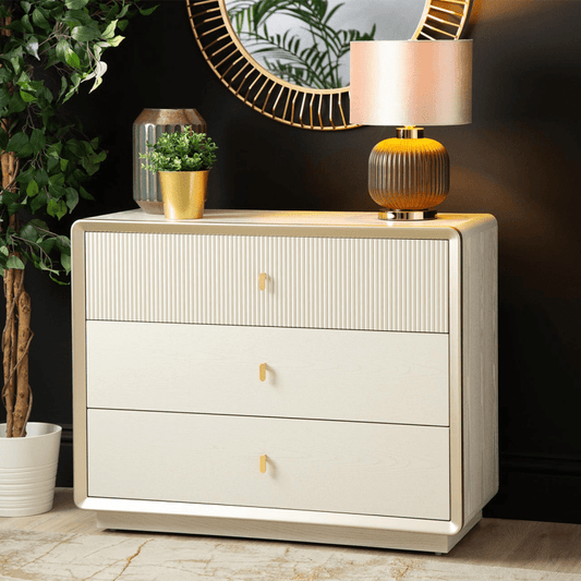 Lina Home Cabinet Amelie Cream Elm 3 Drawer Chest