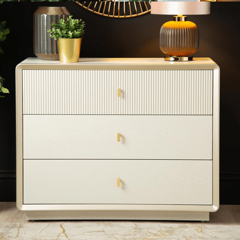 Lina Home Cabinet Amelie Cream Elm 3 Drawer Chest