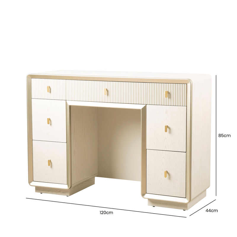 Lina Home Cabinet Amelie Cream Elm 7 Drawer Dressing Table