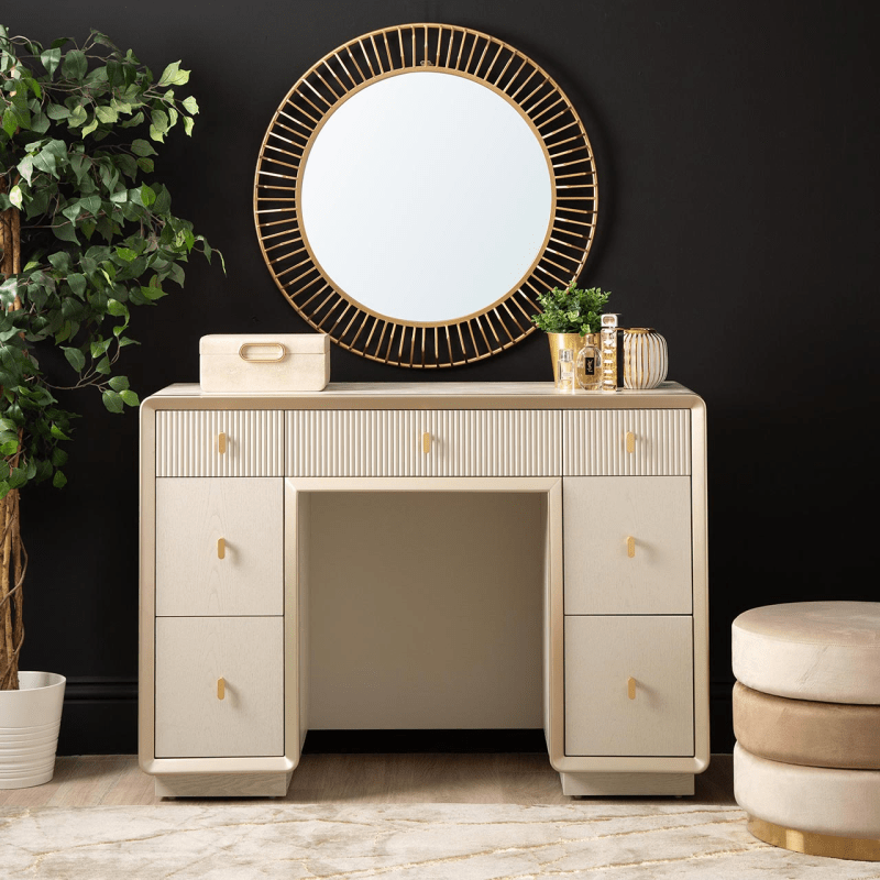 Lina Home Cabinet Amelie Cream Elm 7 Drawer Dressing Table