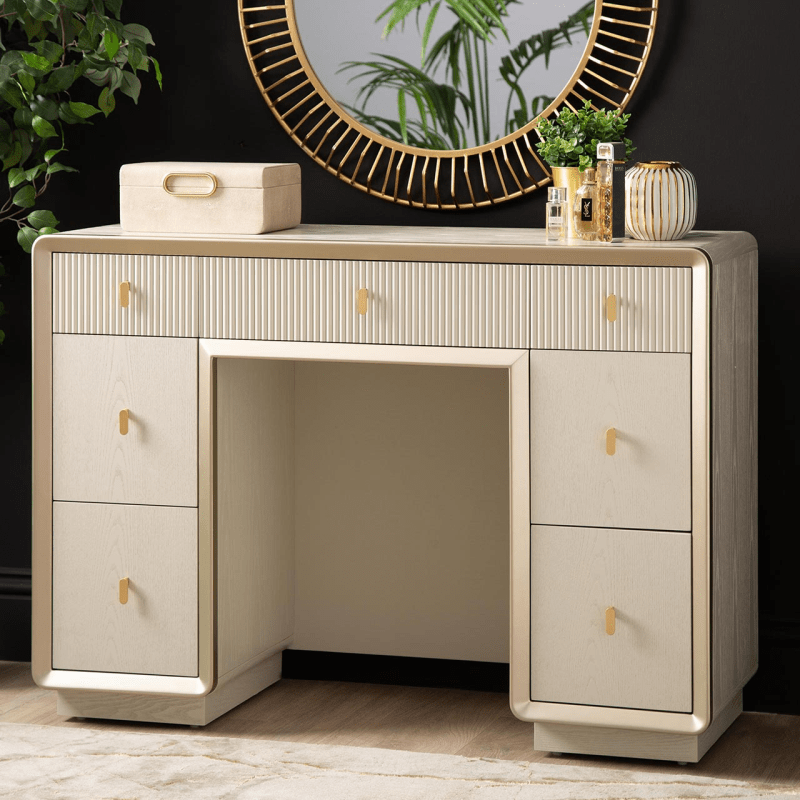 AMELIE CREAM ELM 7 DRAWER DRESSING TABLE (SHOWROOM DISPLAY MODEL ONLY) by Lina Home