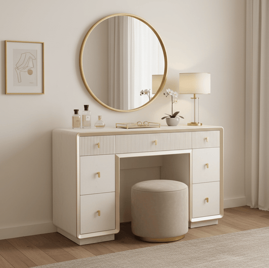 Lina Home Cabinet AMELIE CREAM ELM 7 DRAWER DRESSING TABLE by Lina Home