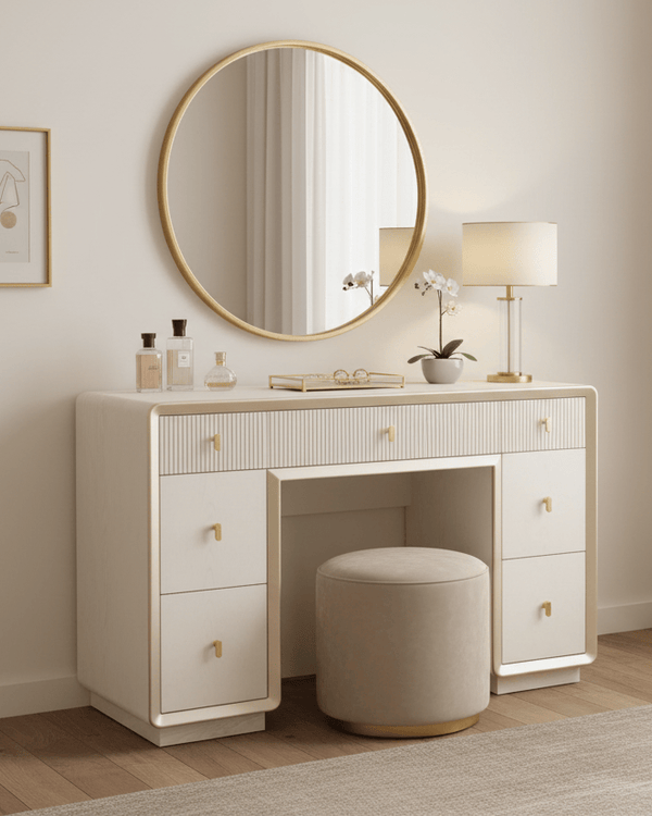 AMELIE CREAM ELM 7 DRAWER DRESSING TABLE by Lina Home