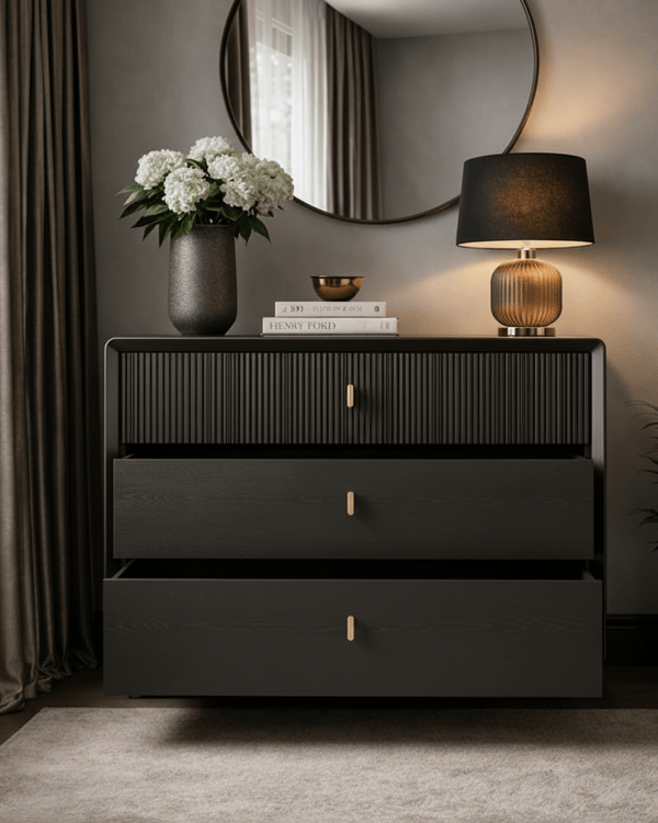 AMELIE SMOKE ELM 3 DRAWER CHEST by Lina Home (EX DISPLAY)