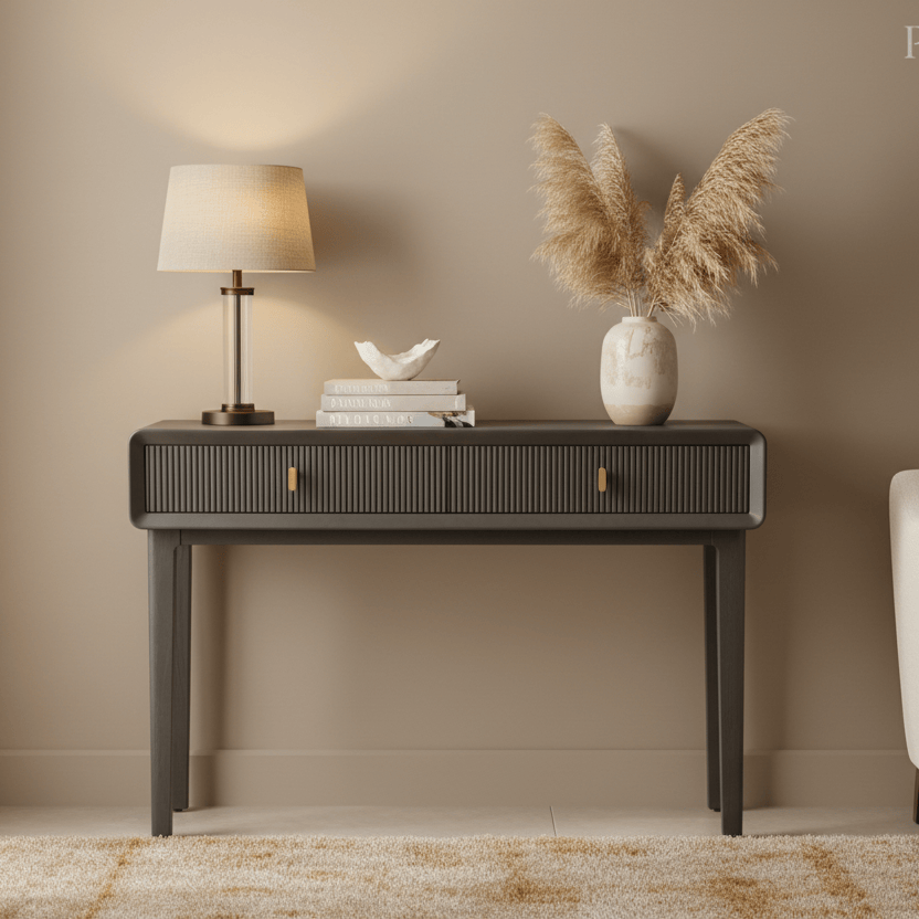 Lina Home Cabinet AMELIE SMOKE GREY ELM 2 DRAWER CONSOLE TABLE by Lina Home