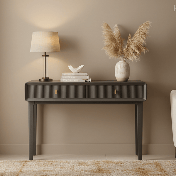 AMELIE SMOKE GREY ELM 2-DRAWER CONSOLE TABLE (EX DISPLAY)
by Lina Home