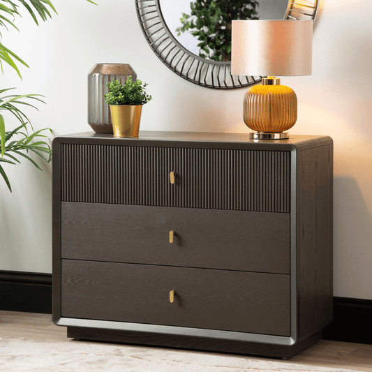 Lina Home Cabinet Amelie Smoke Grey Elm 3 Drawer Chest