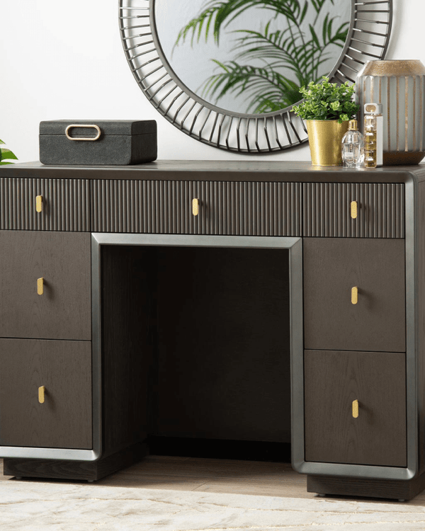 AMELIE SMOKE GREY ELM 7 DRAWER DRESSING TABLE by Lina Home