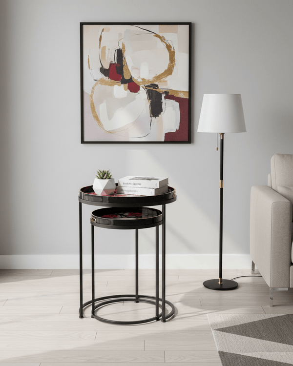 OLIN SET OF 2 RED AND BLACK NESTING TABLES by Lina Home