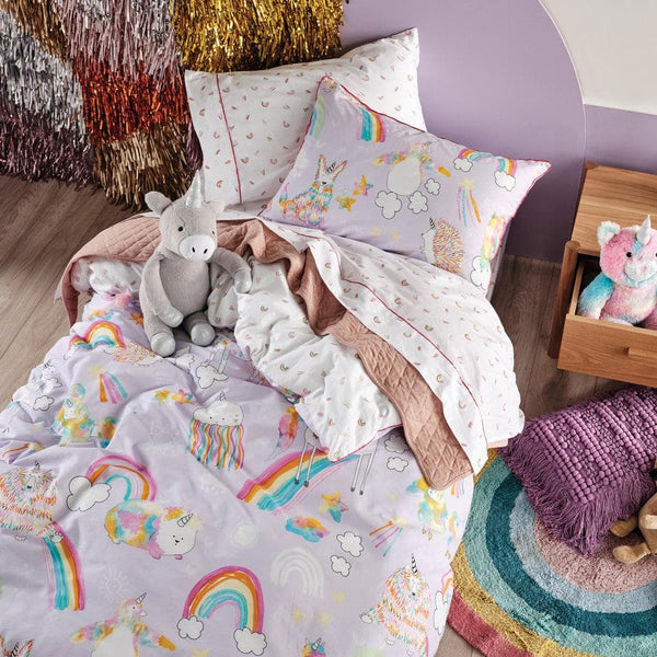 Linen House Kids Unicorniverse Kids 100% Cotton Duvet Cover Set in Multicolour