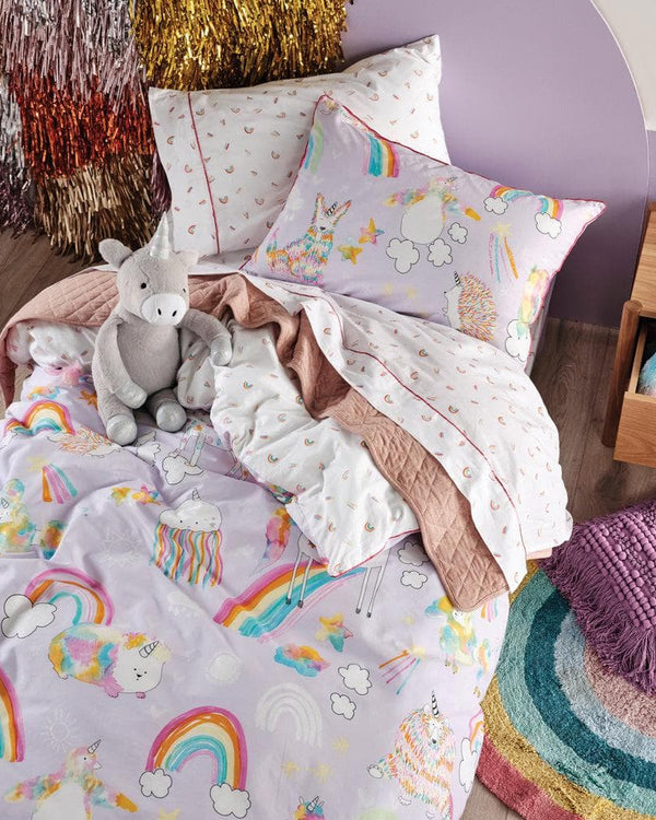 Linen House Kids Unicorniverse Kids 100% Cotton Duvet Cover Set in Multicolour