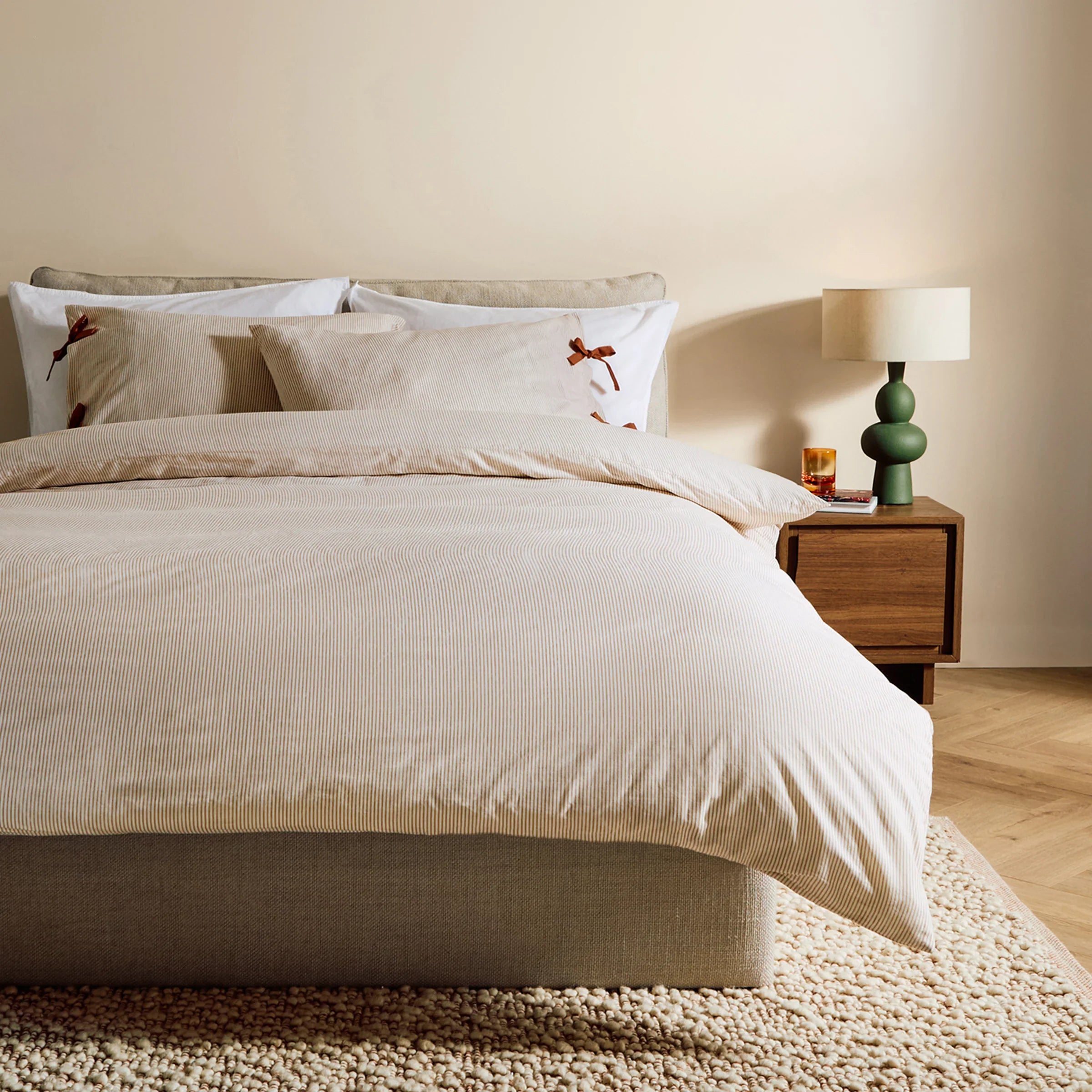 MADE (Riva Home) Duvet Cover set Single Duvet set / Natural ANSEL STRIPE 100% COTTON DUVET COVER SET by MADE