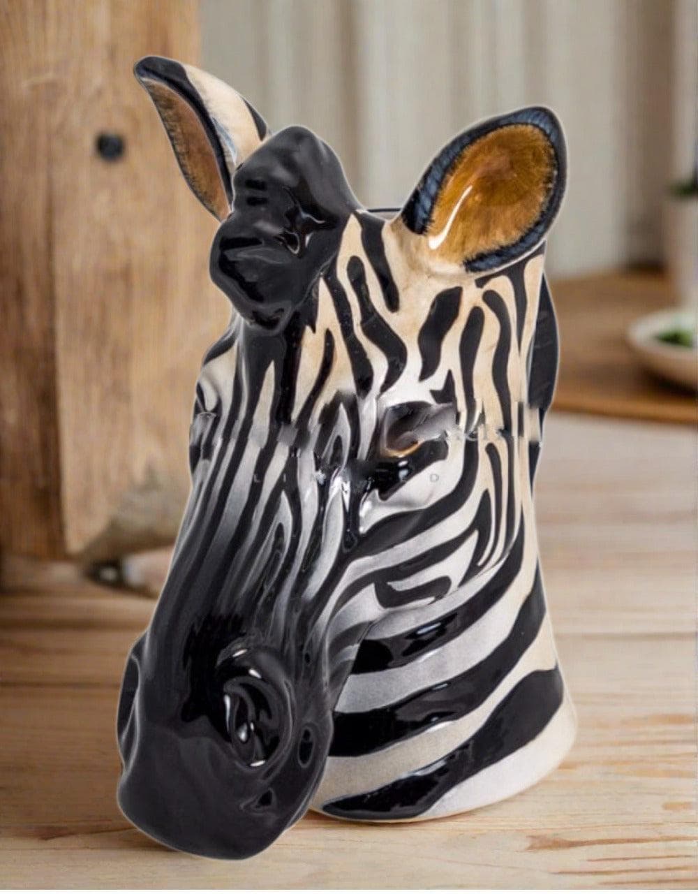 McGowan Rutherford Home Accessories CERAMIC ZEBRA HEAD STORAGE JAR/VASE