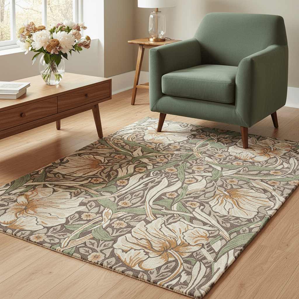 Morris & Co. (Brink & Campman) Designer Rugs 140 centimetres by 200 centimetres (4 feet 7 inches by 6 feet 7 inches) / Aubergine MORRIS AND CO PIMPERNEL AREA RUG  by Brink and Campman