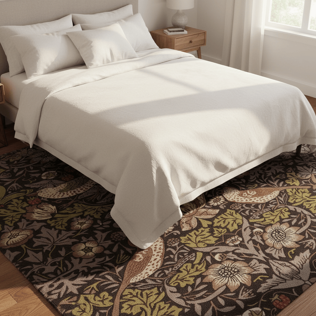 Morris & Co. (Brink & Campman) Designer Rugs 140 centimetres by 200 centimetres (4 feet 7 inches by 6 feet 7 inches) / Grape MORRIS AND CO STRAWBERRY THIEF AREA RUG  by Brink and Campman