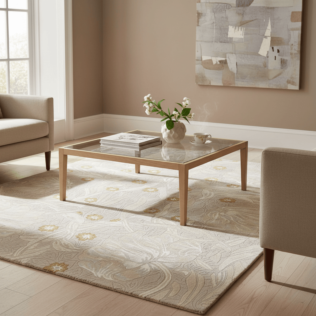 Morris & Co. (Brink & Campman) Designer Rugs 140 centimetres by 200 centimetres (4 feet 7 inches by 6 feet 7 inches) / LINEN MORRIS AND CO PIMPERNEL AREA RUG  by Brink and Campman