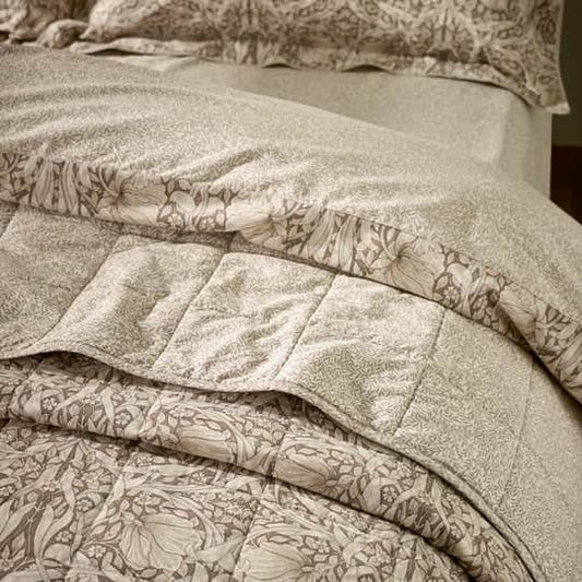 Morris & Co (Riva Home) Bedspread/Throw PIMPERNEL BEDSPREAD NATURAL CHOCOLATE by William Morris at Home