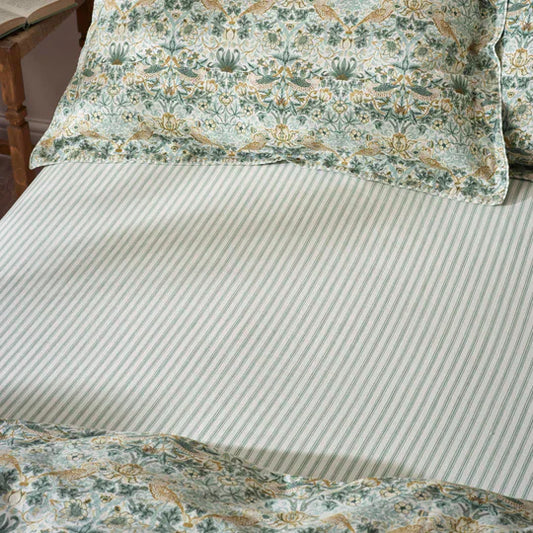 Morris & Co (Riva Home) Fitted Sheet Double / Sage STRAWBERRY THIEF FITTED SHEET by William Morris at Home