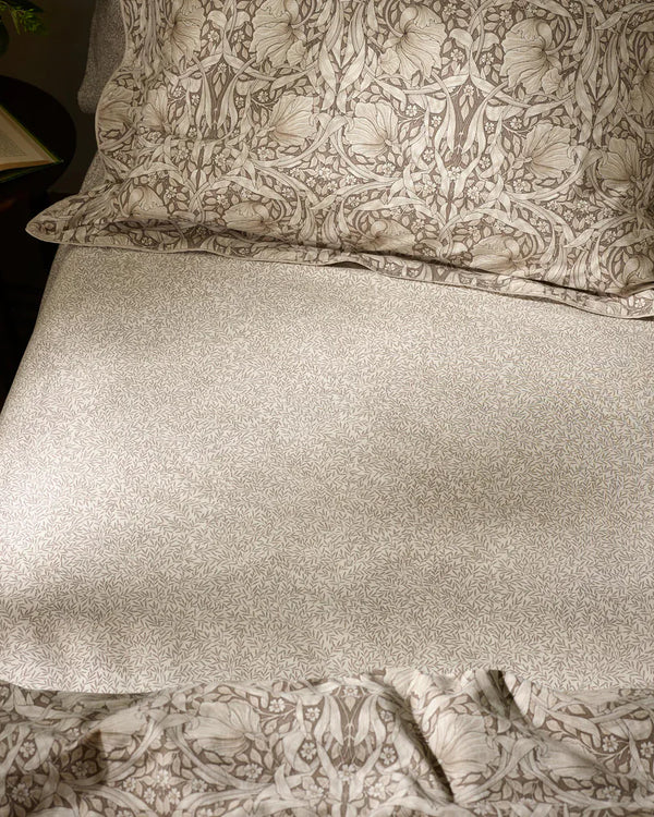 PIMPERNEL FITTED SHEET NATURAL CHOCOLATE by William Morris at Home