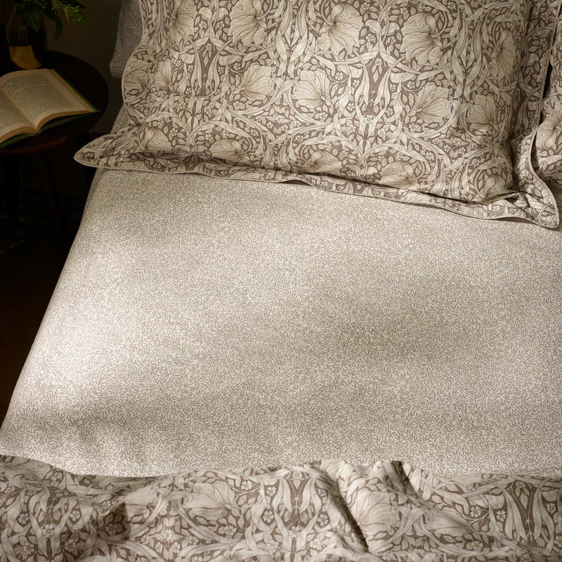 PIMPERNEL FITTED SHEET NATURAL CHOCOLATE by William Morris at Home