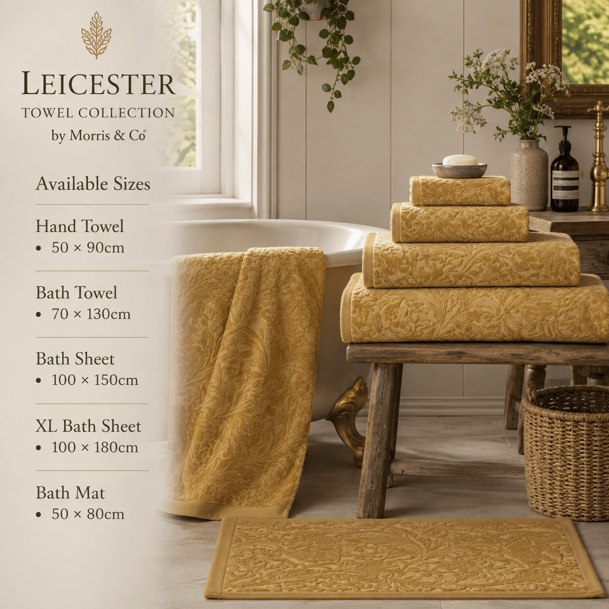 Morris & Co (Riva Home) Home Accessories Gold / Hand Towel  • 50 × 90cm LEICESTER TOWEL COLLECTION by Morris & Co.