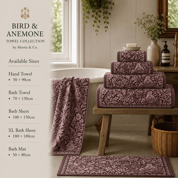 BIRD & ANEMONE TOWEL COLLECTION by Morris & Co