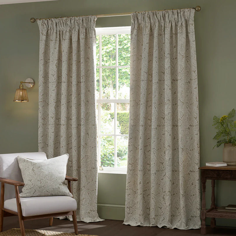 ACANTHUS PENCIL PLEAT CURTAINS LINEN by Morris & Co