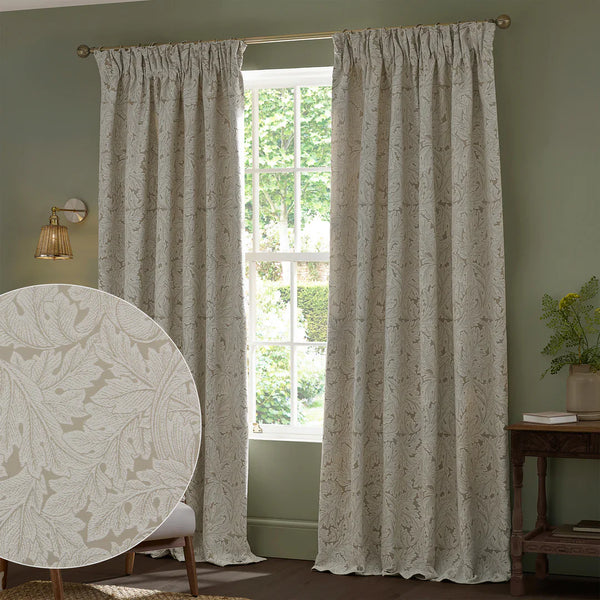 ACANTHUS PENCIL PLEAT CURTAINS LINEN by Morris & Co