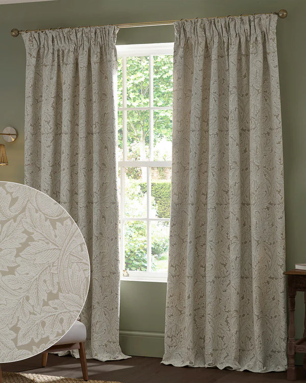 ACANTHUS PENCIL PLEAT CURTAINS LINEN by Morris & Co
