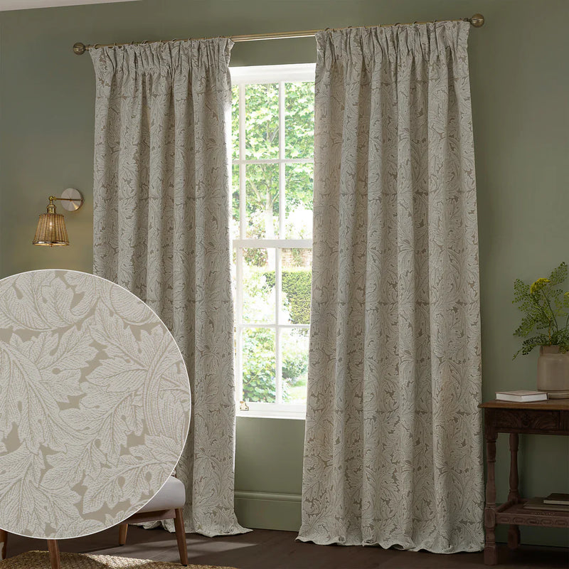 ACANTHUS PENCIL PLEAT CURTAINS LINEN by Morris & Co