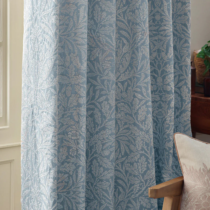 ACORN TONAL PENCIL PLEAT CURTAINS WEDGEWOOD by Morris & Co