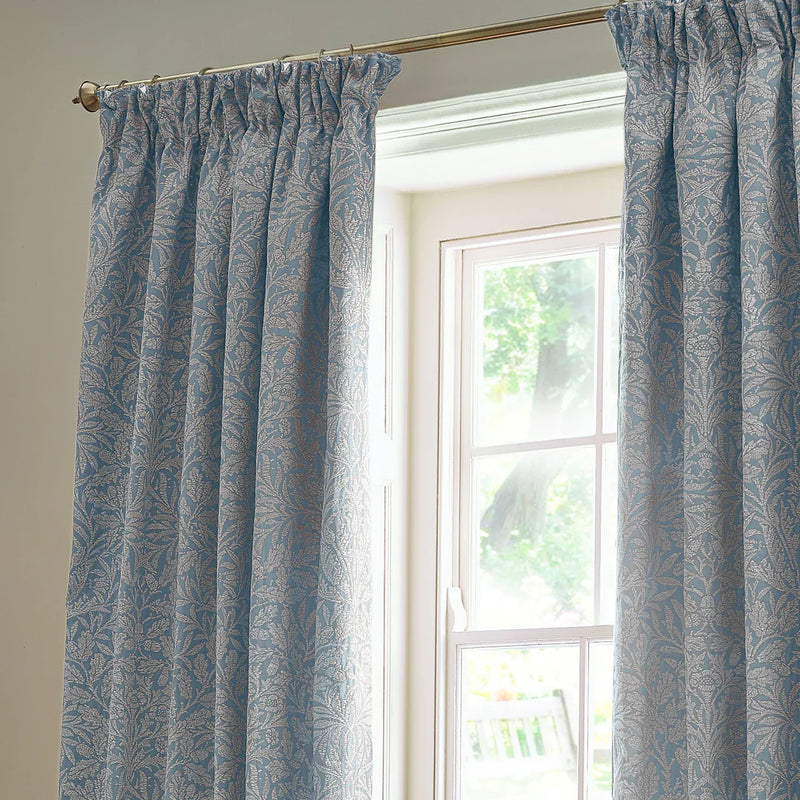 ACORN TONAL FULLY LINED MATT JACQUARD PENCIL PLEAT CURTAINS by Morris & Co.