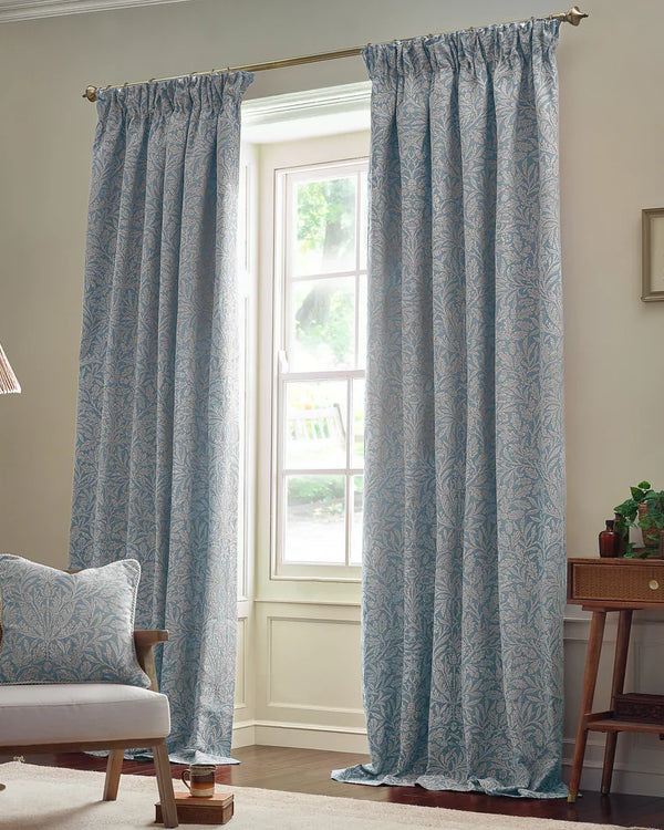 ACORN TONAL PENCIL PLEAT CURTAINS WEDGEWOOD by Morris & Co