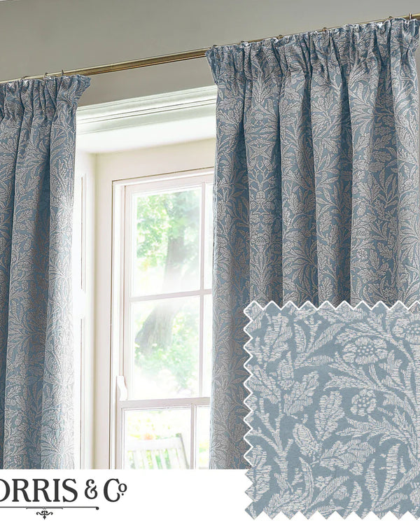 ACORN TONAL PENCIL PLEAT CURTAINS WEDGEWOOD by Morris & Co