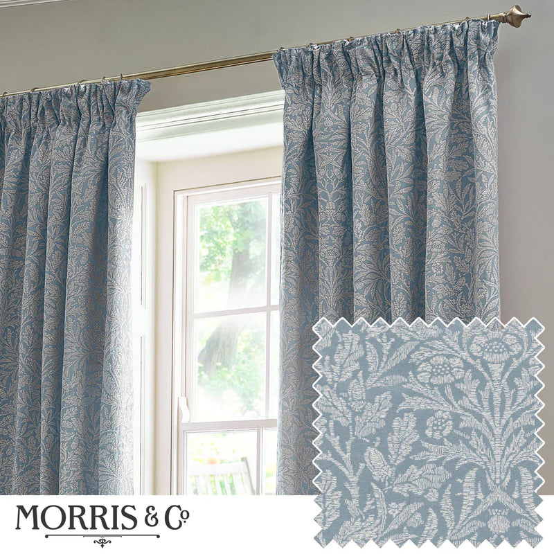 ACORN TONAL PENCIL PLEAT CURTAINS WEDGEWOOD by Morris & Co