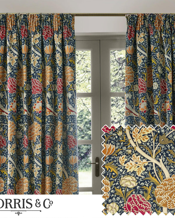 Morris & Co Cray Floral Chenille Pencil Pleat Curtains