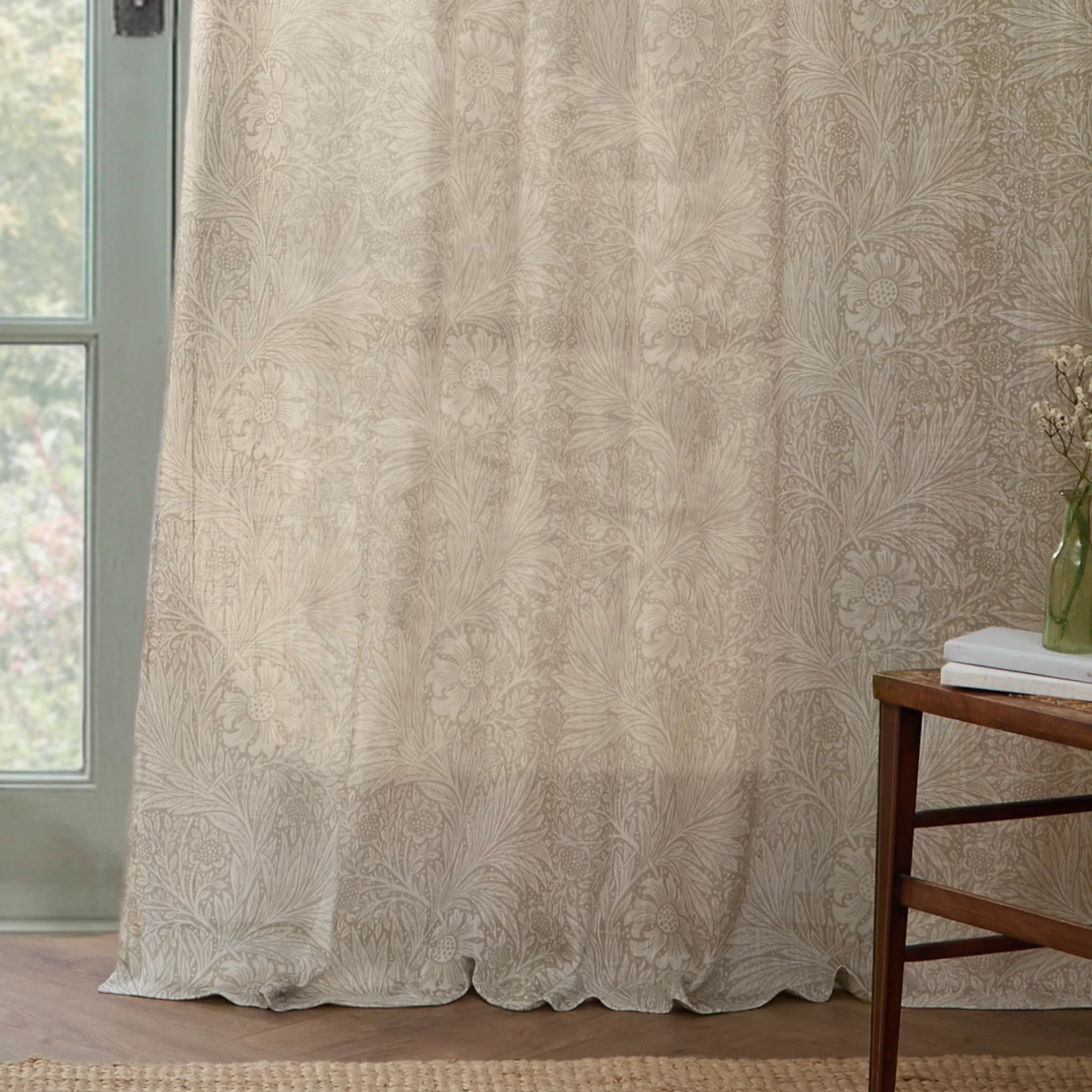 Morris & Co (Riva Home) Morris & Co Curtains MARIGOLD SHEER CURTAIN PANEL – LINEN by Morris & Co