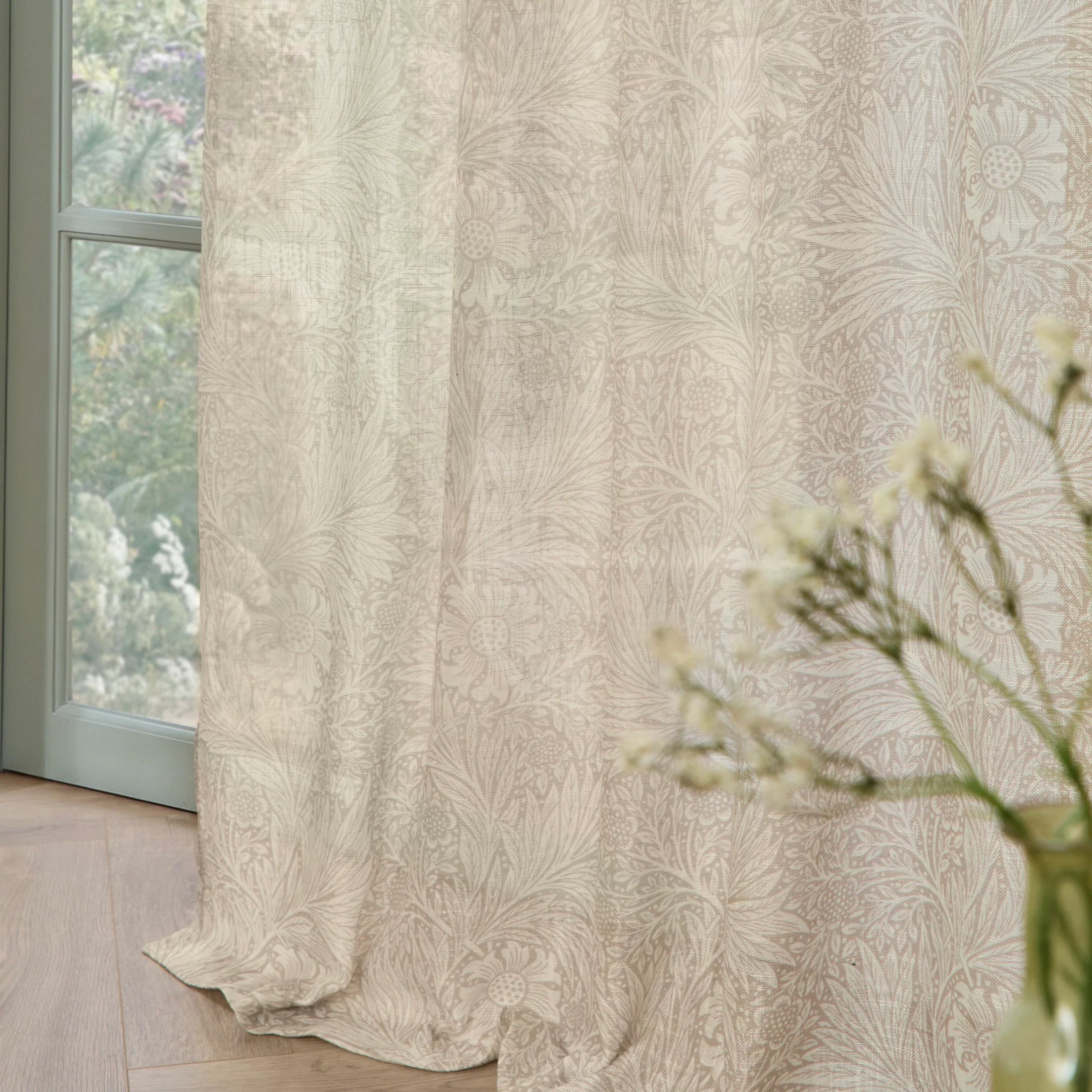 Morris & Co (Riva Home) Morris & Co Curtains MARIGOLD SHEER CURTAIN PANEL – LINEN by Morris & Co