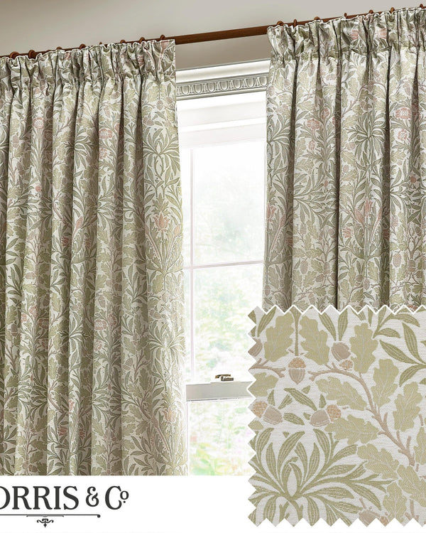 Morris & Co Acorn Multi Floral Jacquard Pencil Pleat Curtains