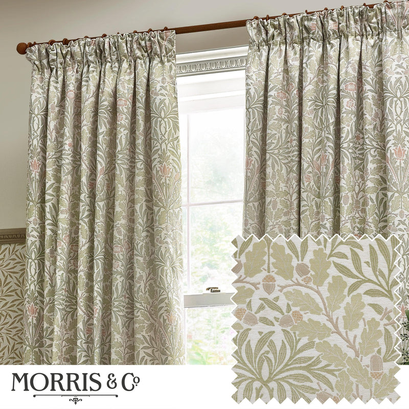 Morris & Co Acorn Multi Floral Jacquard Pencil Pleat Curtains