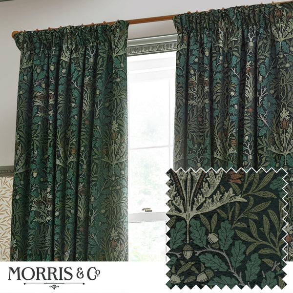 Morris & Co Acorn Multi Floral Jacquard Pencil Pleat Curtains