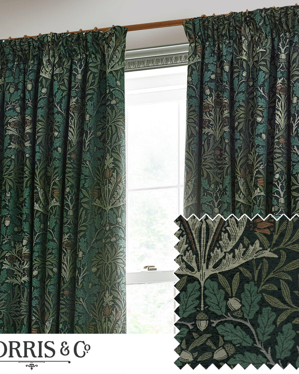Morris & Co Acorn Multi Floral Jacquard Pencil Pleat Curtains