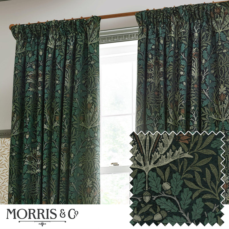 Morris & Co Acorn Multi Floral Jacquard Pencil Pleat Curtains